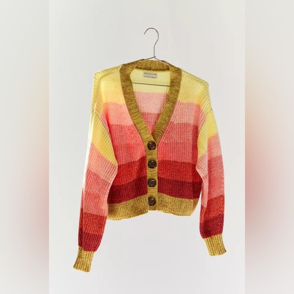 Urban Outfitters Turner Chunky Knit Multicolor Striped Cardigan Size S - Picture 1 of 12